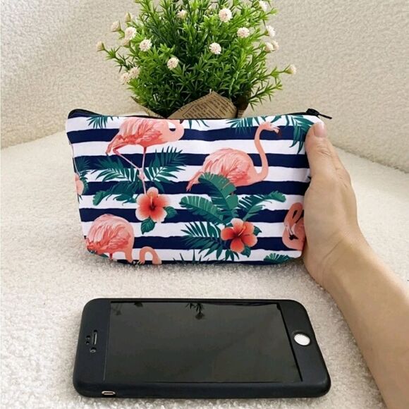Flamingo 🦩 Striped Pouch - Picture 2 of 3